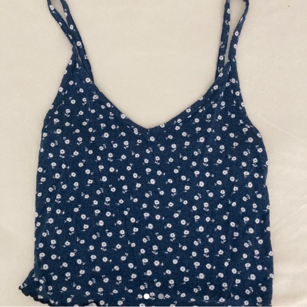 Pacsun basics blue and white floral crop top